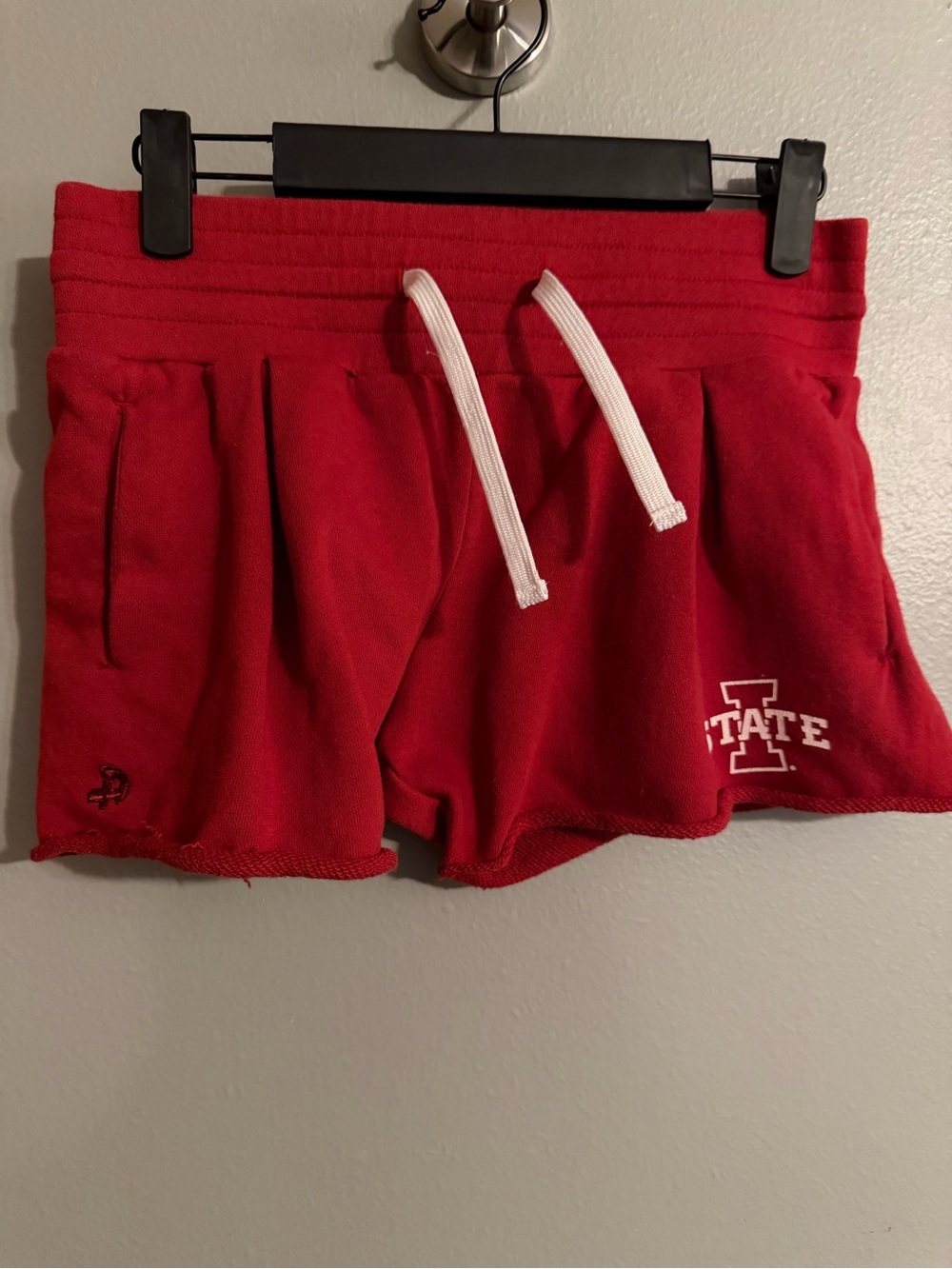 Iowa State Women's Athletic Drawstring Shorts with White Tie and Logo Accent